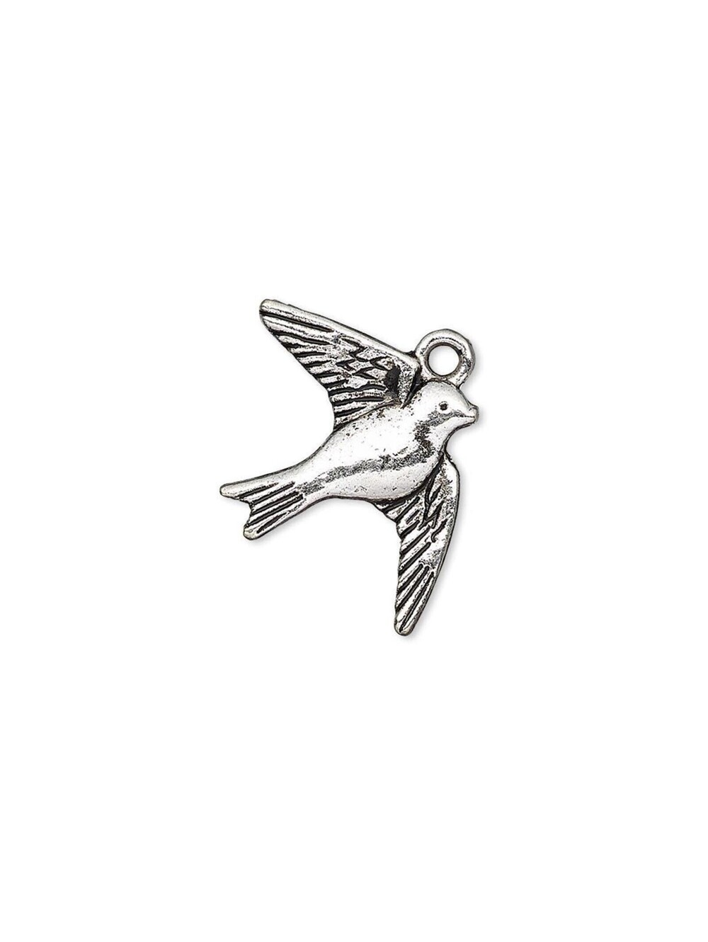10 Antiqued Silver Pewter Flying Swallow Bird Charms Pendants 23x18mm Bulk Lot